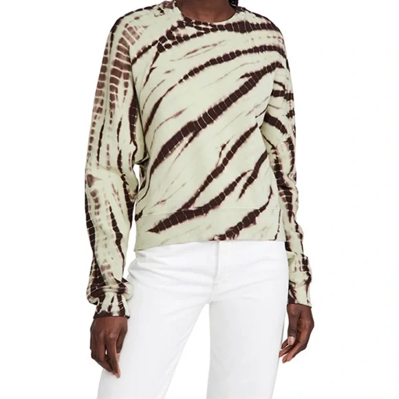PROENZA SCHOULER • Mint/Brown White Label Modified Raglan Tie Dye Sweatshirt, XS - Picture 15 of 16